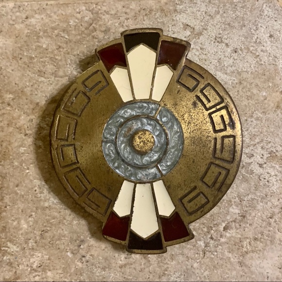 Vintage Beautiful Aztec Metal & Enamel Belt Buckle main image 4